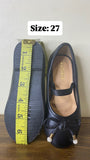 Juniors Black Bow Accent Slip On Ballerina Shoes with Elastic Strap