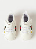 Giggles white Striped infant shoes