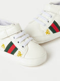 Giggles white Striped infant shoes