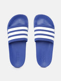 Adidas Blue Slides With Stripes