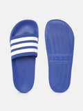 Adidas Blue Slides With Stripes