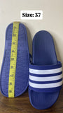 Adidas Blue Slides With Stripes