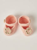 Giggles Crochet Textured Slip-on Booties with Button Detail