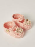 Giggles Crochet Textured Slip-on Booties with Button Detail