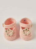 Giggles Crochet Textured Slip-on Booties with Button Detail