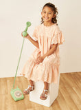 Eligo Schiffli Textured Tiered Frock with Pie Crust Collar and Short Sleeves (Summer)