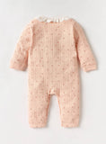 Juniors Peach Bow Ribbed Sleepsuit