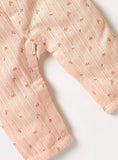 Juniors Peach Bow Ribbed Sleepsuit