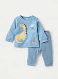 Juniors Blue Dino World Shirt & Pyjama Set (Set Of 2)