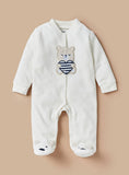 Juniors Solid White Bear Embroidered Fleece Sleepsuit (winter)