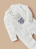 Juniors Solid White Bear Embroidered Fleece Sleepsuit (winter)
