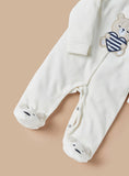 Juniors Solid White Bear Embroidered Fleece Sleepsuit (winter)