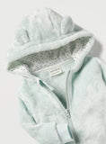 Juniors Ice Blue Hooded Fleece Zipped Sleepsuit (winter)