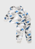 Matalan Grey All Over Dino Printed Fleece Shirt & Pyjama Set (Set Of 2) (winter)