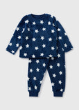 Matalan Navy All Over Stars Printed Fleece Shirt & Pyjama Set  (Set Of 2) (winter)