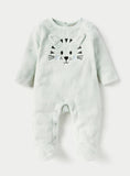 Juniors Ice Blue Tiger Embroidered Fleece Sleepsuit (winter)