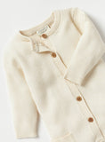 Juniors Off White Knitted Ribbed Openfeet Sleepsuit (Winter)