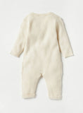 Juniors Off White Knitted Ribbed Openfeet Sleepsuit (Winter)