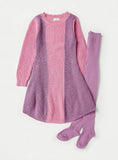 Juniors Pink & Purple Knitted Long Dress & Leggings (Set Of 2) (winter)