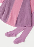 Juniors Pink & Purple Knitted Long Dress & Leggings (Set Of 2) (winter)