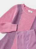Juniors Pink & Purple Knitted Long Dress & Leggings (Set Of 2) (winter)