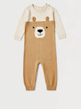 Juniors Brown Bear Knitted Openfeet Sleepsuit (winter)