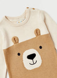 Juniors Brown Bear Knitted Openfeet Sleepsuit (winter)