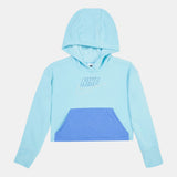 Nike Blue Colorblock Fleece Girls Crop Hoodie (winter)