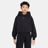Nike Solid Black Back Printed Fleece Lined Hoodie (winter)