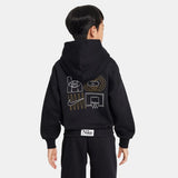Nike Solid Black Back Printed Fleece Lined Hoodie (winter)