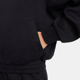 Nike Solid Black Back Printed Fleece Lined Hoodie (winter)