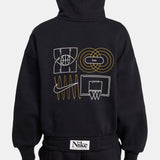Nike Solid Black Back Printed Fleece Lined Hoodie (winter)