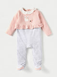 Giggles Pink Floral Fleece Colorblock Sleepsuit (Winter)