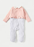 Giggles Pink Floral Fleece Colorblock Sleepsuit (Winter)