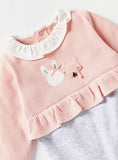 Giggles Pink Floral Fleece Colorblock Sleepsuit (Winter)