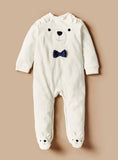 Juniors White Bear Bow Fleece Sleepsuit (winter)