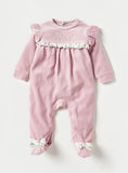 Juniors Pink Floral Frill Fleece Sleepsuit (winter)