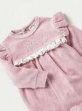Juniors Pink Floral Frill Fleece Sleepsuit (winter)