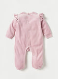 Juniors Pink Floral Frill Fleece Sleepsuit (winter)