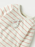 Juniors Striped Bunny Openfeet Sleepsuit
