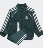 Adidas Solid Green Zipped Pullover & Jog Pants (Set Of 2) (winter)