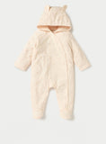 Juniors Pink Heart Embossed Hooded & Padded Sleepsuit (winter)