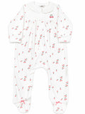 Juniors White All Over Cherry Printed Fleece Sleepsuit (winter)