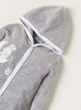 Juniors Grey Fleece Bunny & Moon Embroidered Hooded Sleepsuit (winter)