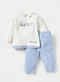 Juniors Little Train Embroidered Fleece Shirt & Pyjama Set (Set Of 2) (winter)