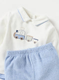 Juniors Little Train Embroidered Fleece Shirt & Pyjama Set (Set Of 2) (winter)