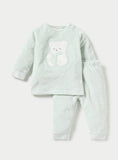 Juniors Crystal Blue Bear Embroidered Fleece Shirt & Pyjama Set (Set Of 2) (winter)