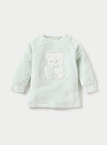Juniors Crystal Blue Bear Embroidered Fleece Shirt & Pyjama Set (Set Of 2) (winter)