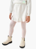 Juniors White Knitted Heart Sequins Shirt & Tights (Set Of 2) (Winter)