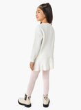 Juniors White Knitted Heart Sequins Shirt & Tights (Set Of 2) (Winter)